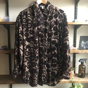 floral silk semi sheer blouse size large